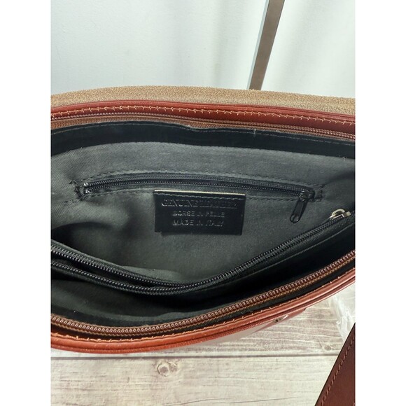 Vera Pelle Italian Genuine Leather Messenger Bag Crossbody Brown Made in Italy - Picture 9 of 17